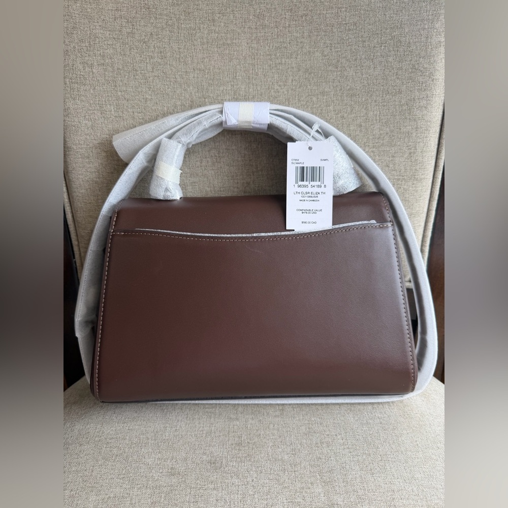 NWT！COACH ELIZA 2-WAY TOP HANDLE BAG（COACH CT852）SILVER/MAPLE fast shipping - Picture 2 of 15